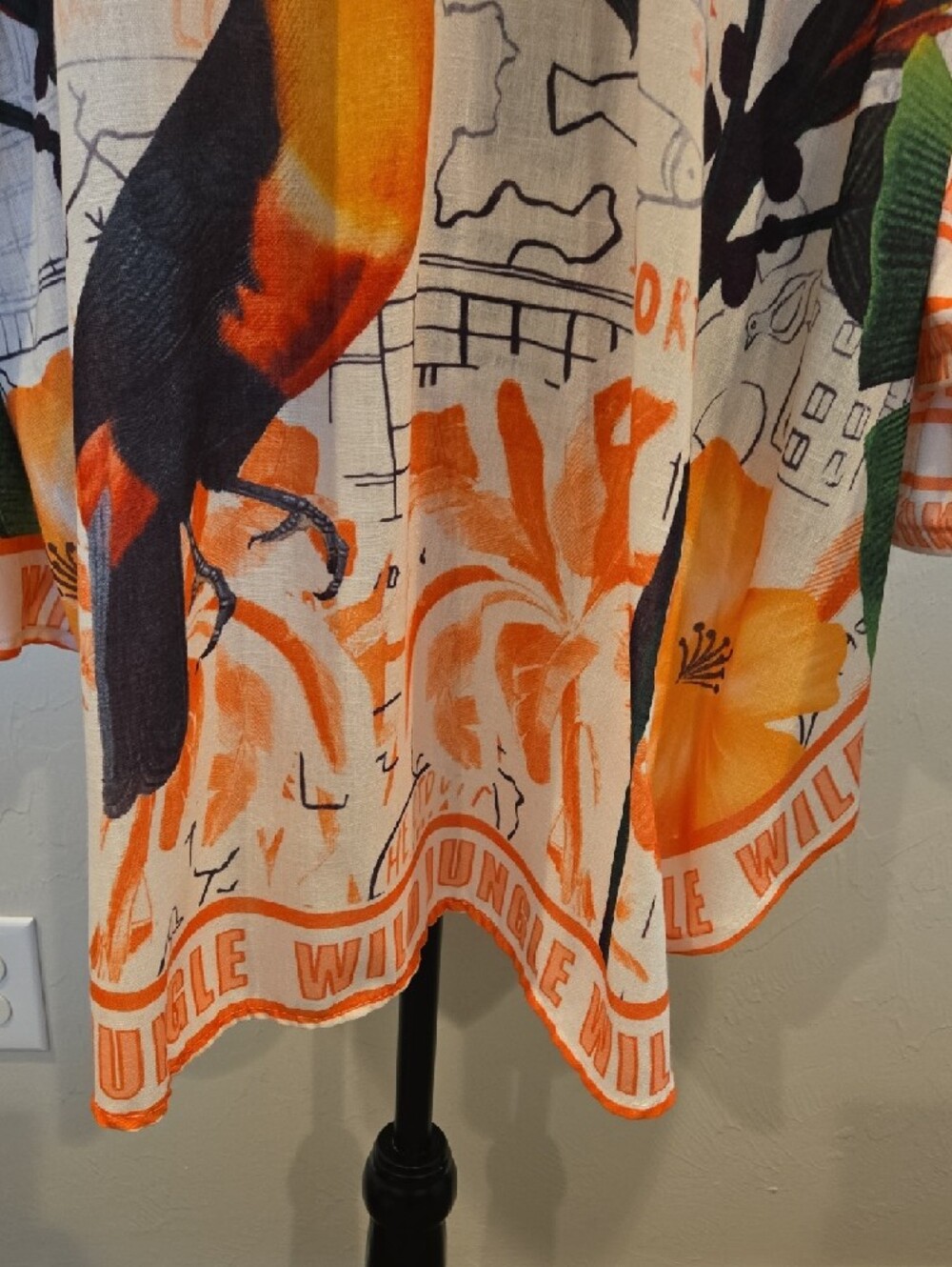 Tropical Jungle Printed Button-Up Hi Low Tucan Birds Tunic/Cover Up - Picture 5 of 8